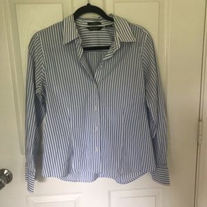Eddie Bauer Blue and White Striped Button Down